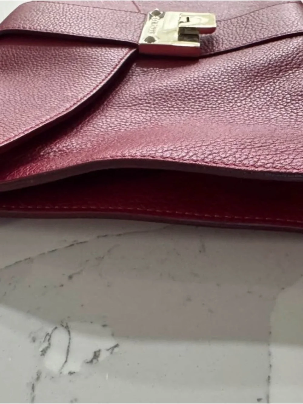 Jimmy Choo Rivera Red Leather Envelope Clutch Bag with Gold Hardware